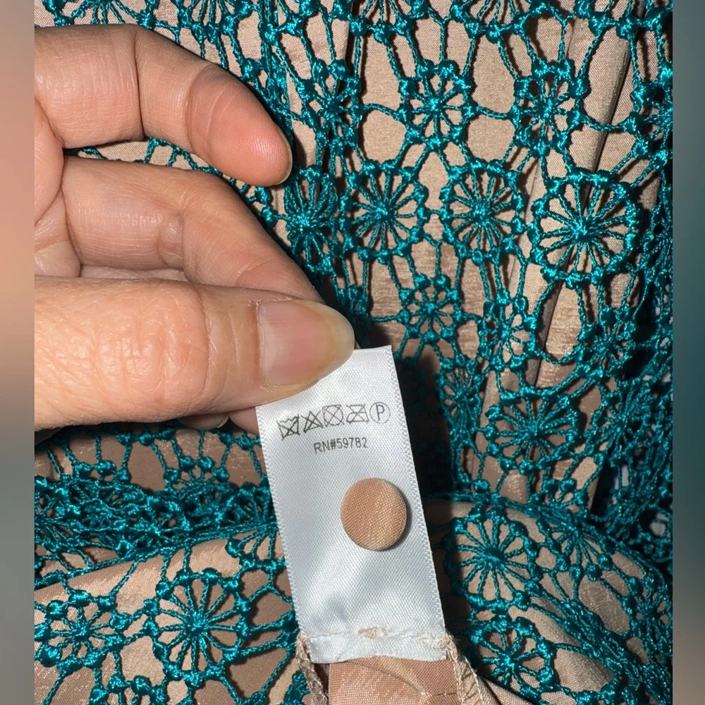👗 NWT! Adrianna Papell Crochet Lace Teal Dress - Picture 11 of 11